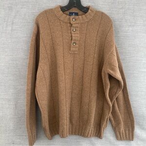 Nani Bon Italian Wool Cashmere Henley Sweater Brown